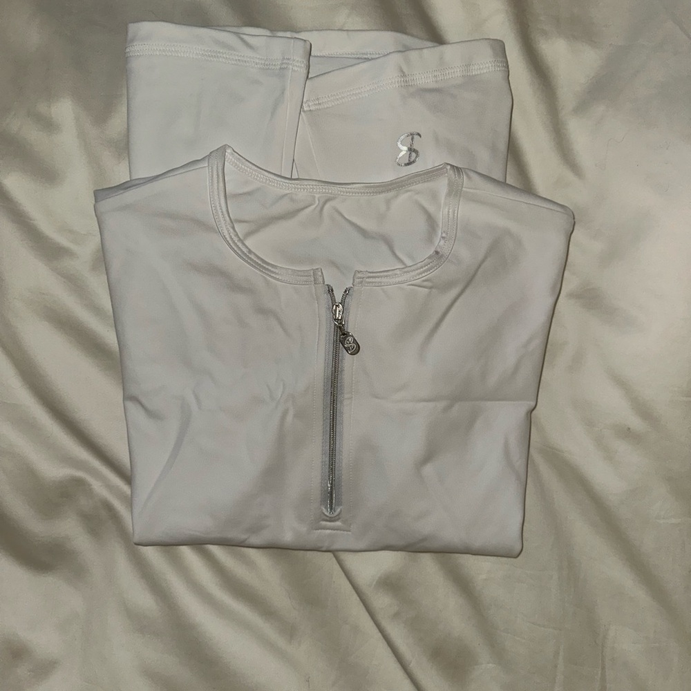 Sofibella tennis wear 3/4 zip short sleeve top